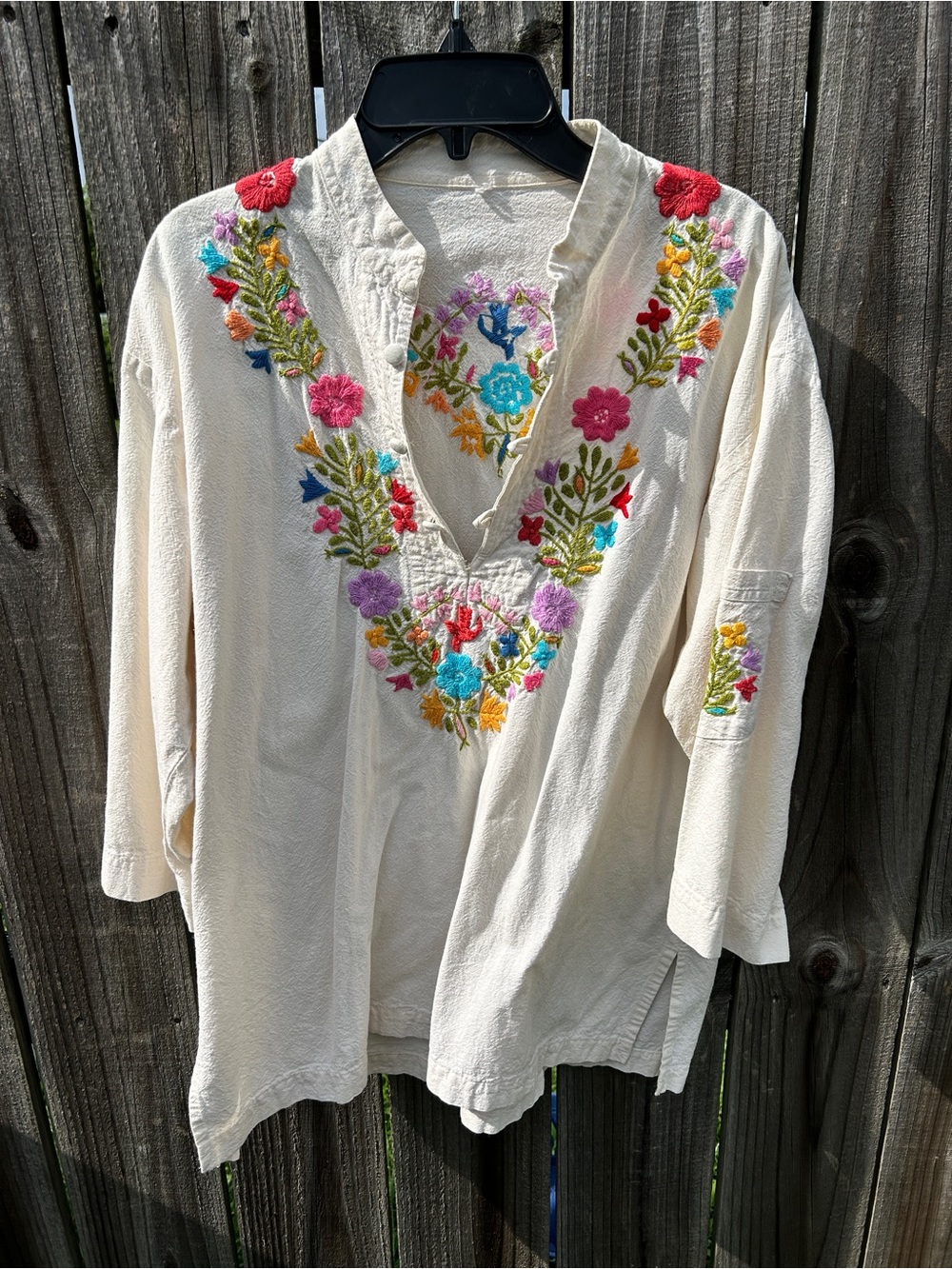 Embroidered Cream Boho Tunic Top